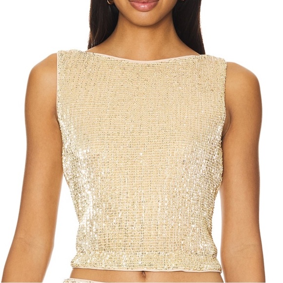 Lovers and friends gold sequin top - Picture 1 of 3
